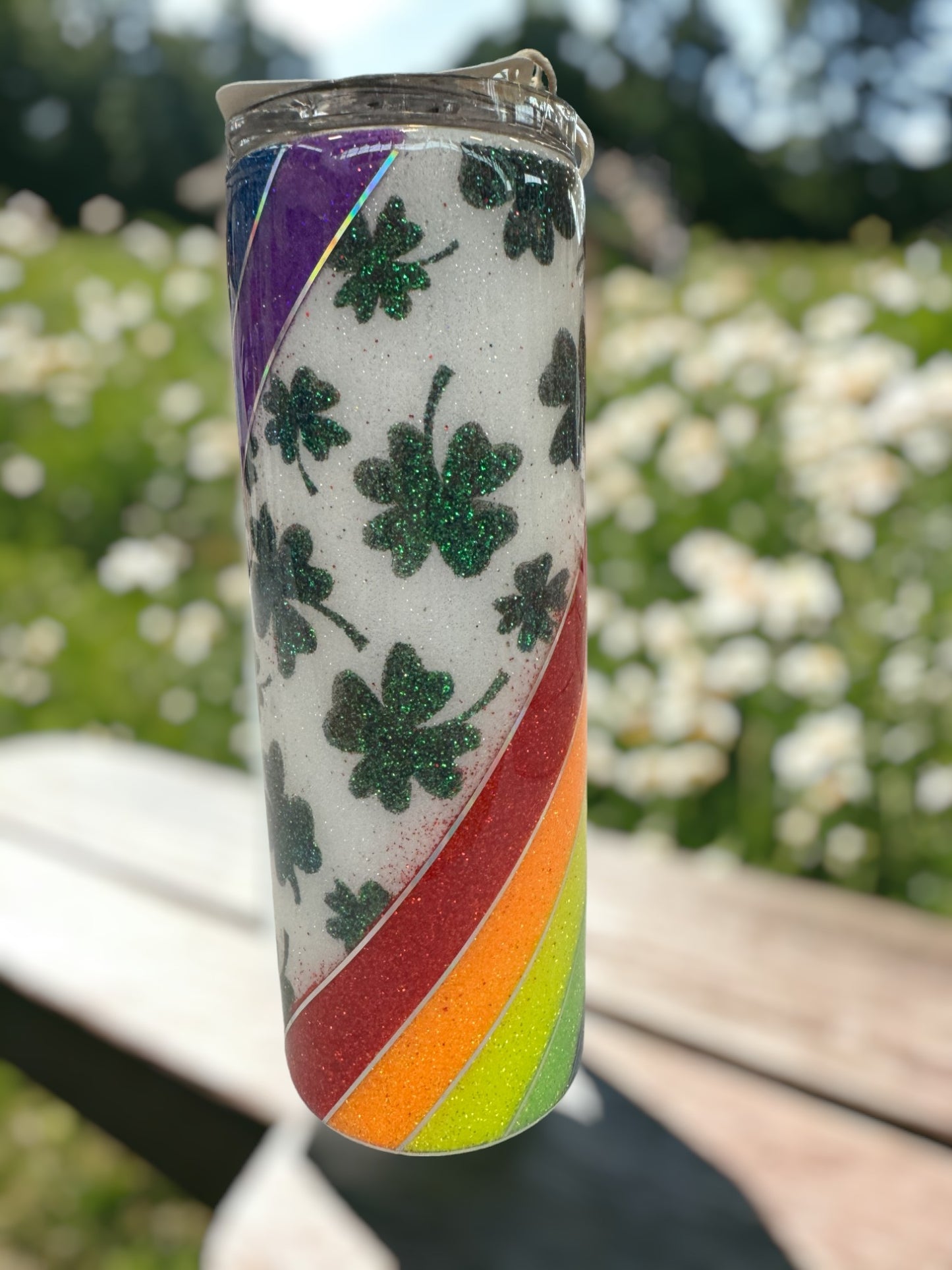 Shamrock with rainbow